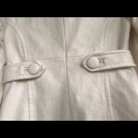 Zara Cream Wool Pea Coat size XS - Picture 5 of 14
